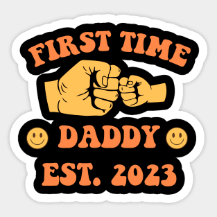 First Time Daddy EST. 2023 Fathers Day Gift Funny Vintage Groovy Hippie Face Sticker